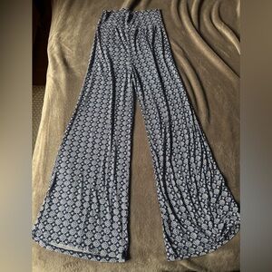 Blue and white Flared pants